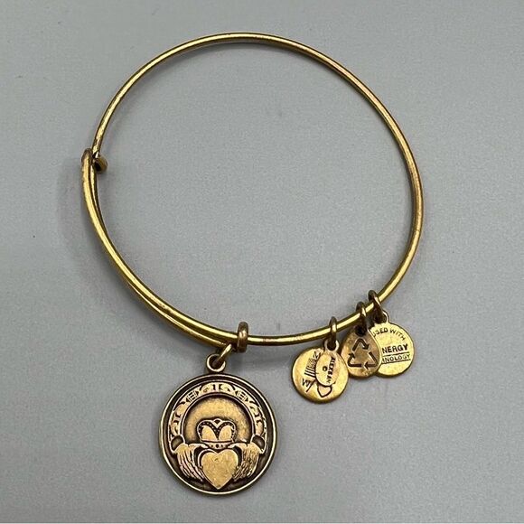 Alex and Ani Gold Claddagh Irish Charm Expandable Wire Bracelet - Picture 2 of 3